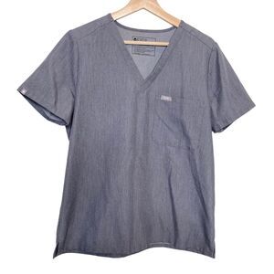 FIGS Catarina One-Pocket Scrub Top Womens Medium M Gray Short Sleeve V Neck